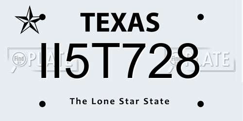 II5T728 Texas License Plate
