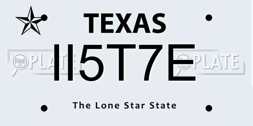 II5T7E Texas License Plate