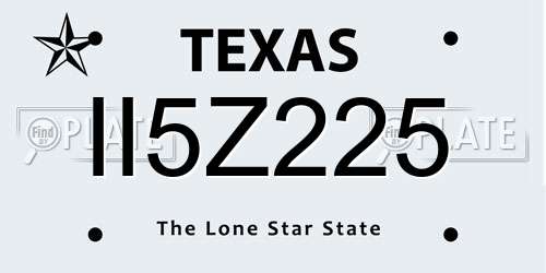 II5Z225 Texas License Plate