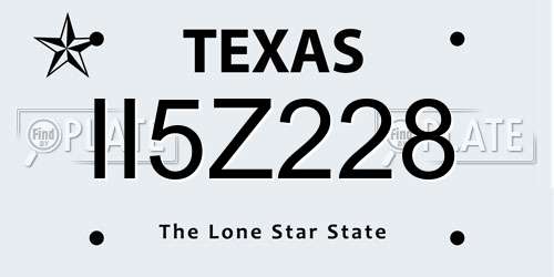 II5Z228 Texas License Plate