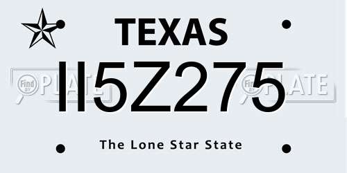 II5Z275 Texas License Plate