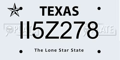 II5Z278 Texas License Plate