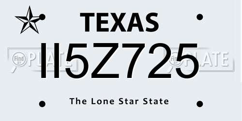 II5Z725 Texas License Plate