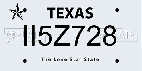 II5Z728 Texas License Plate