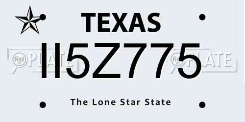 II5Z775 Texas License Plate