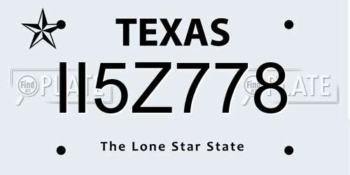 II5Z778 Texas License Plate