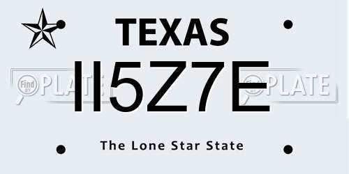 II5Z7E Texas License Plate