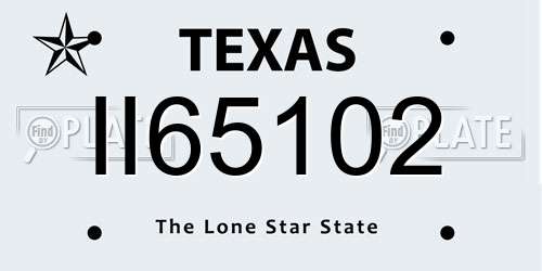 II65102 Texas License Plate
