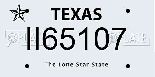 II65107 Texas License Plate