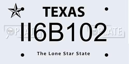 II6B102 Texas License Plate