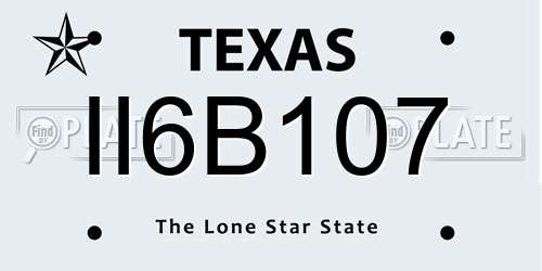 II6B107 Texas License Plate