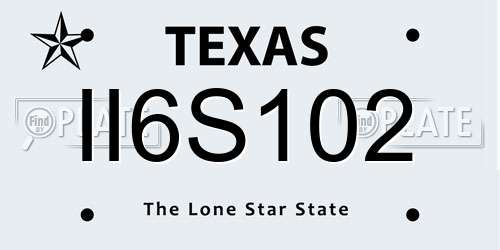 II6S102 Texas License Plate
