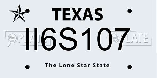 II6S107 Texas License Plate