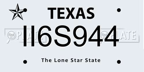 II6S944 Texas License Plate