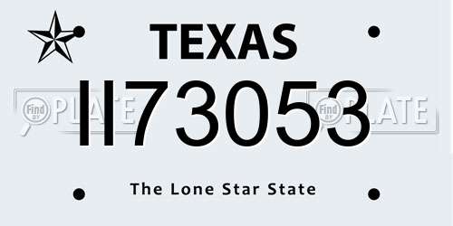 II73053 Texas License Plate