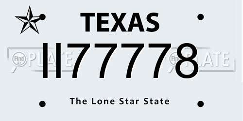 II77778 Texas License Plate
