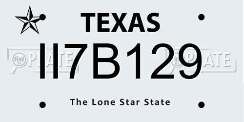 II7B129 Texas License Plate