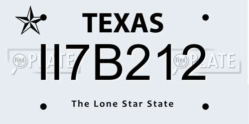 II7B212 Texas License Plate