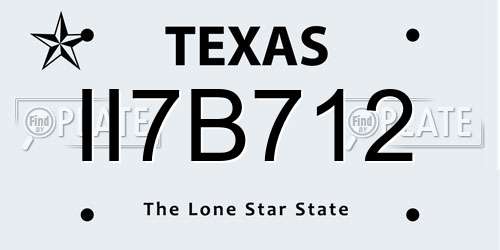II7B712 Texas License Plate