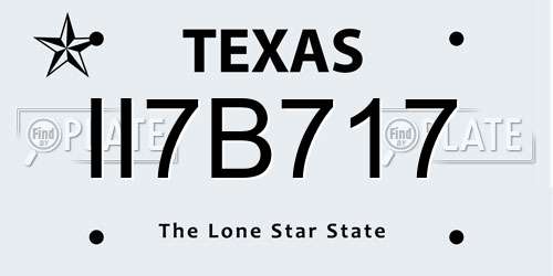 II7B717 Texas License Plate