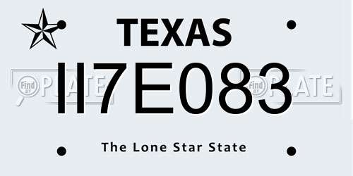 II7E083 Texas License Plate