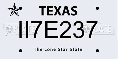 II7E237 Texas License Plate