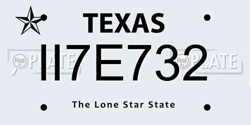 II7E732 Texas License Plate