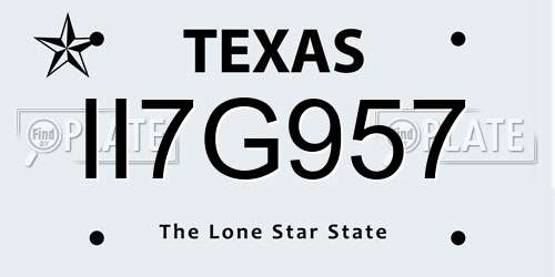 II7G957 Texas License Plate