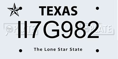 II7G982 Texas License Plate