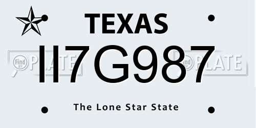 II7G987 Texas License Plate