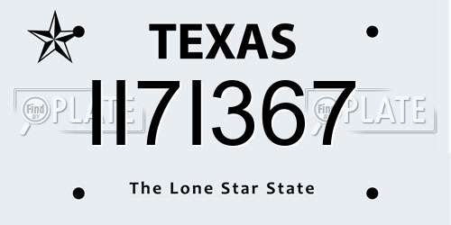 II7I367 Texas License Plate