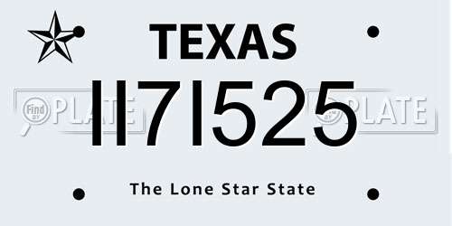 II7I525 Texas License Plate