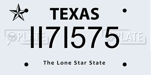 II7I575 Texas License Plate