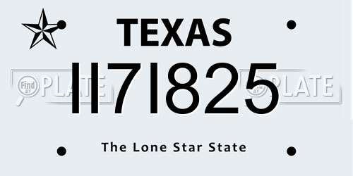II7I825 Texas License Plate