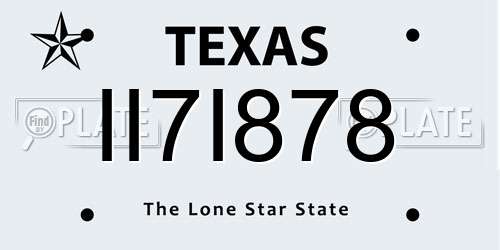 II7I878 Texas License Plate