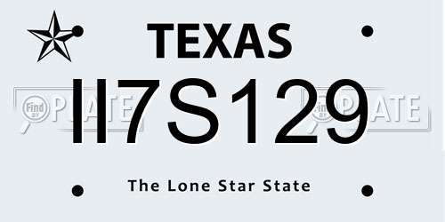 II7S129 Texas License Plate