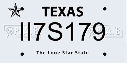 II7S179 Texas License Plate