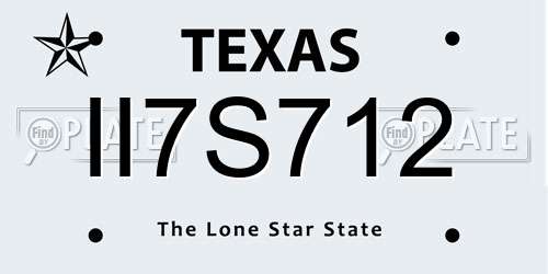 II7S712 Texas License Plate