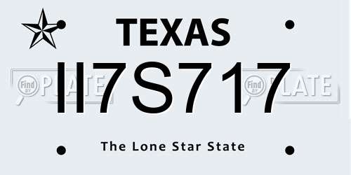 II7S717 Texas License Plate