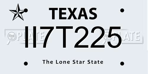 II7T225 Texas License Plate
