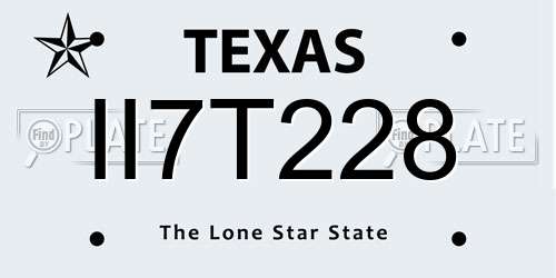 II7T228 Texas License Plate
