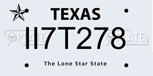 II7T278 Texas License Plate