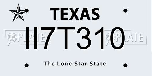 II7T310 Texas License Plate