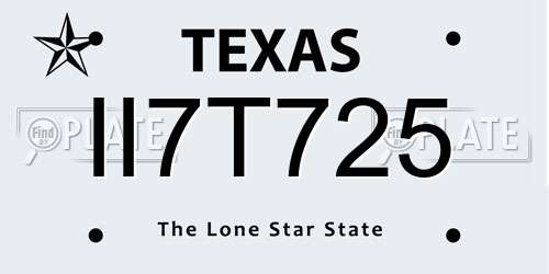 II7T725 Texas License Plate