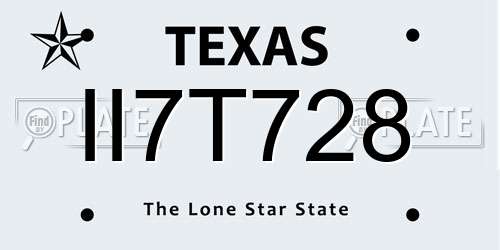 II7T728 Texas License Plate