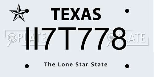 II7T778 Texas License Plate