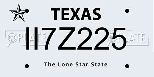 II7Z225 Texas License Plate