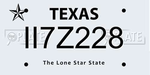 II7Z228 Texas License Plate