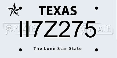 II7Z275 Texas License Plate