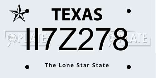 II7Z278 Texas License Plate